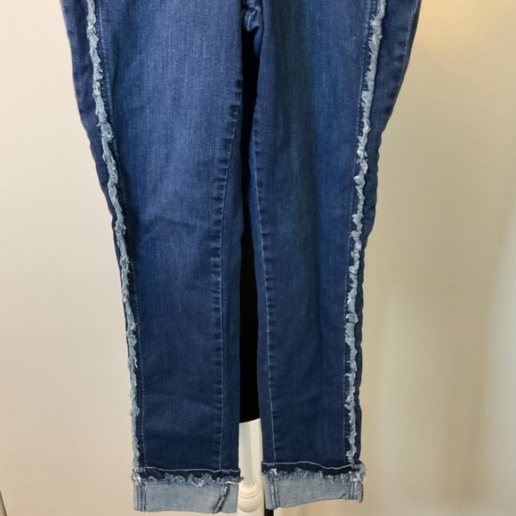 14. Karl Lagerfeld Blue Skinny Jeans Classic Style Fringe Trim 5 Pockets Size 10 - Picture 3 of 5